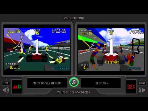 Virtua Racing (Sega Genesis/ Mega Drive vs 32x) Side by Side Comparison