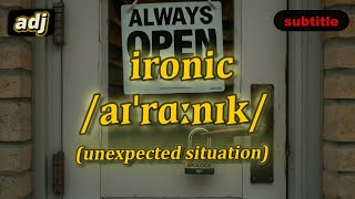 [adj] Ironic meaning (unexpected situation) with 5 examples