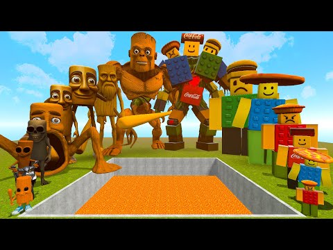 BIG HOLE LAVA ALL ROBLOX NOOBINI FAMILY VS ALL TUNG TUNG TUNG SAHUR SPARTAN KICKING in Garry's Mod!