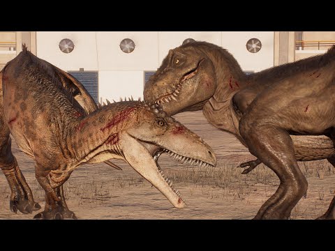ALL LARGE CARNIVORE DINOSAURS BATTLE ROYALE IN ARENA - Jurassic World Evolution 2