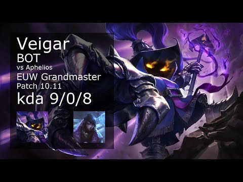 Veigar Bot & Senna vs Aphelios & Karma - EUW Grandmaster 9/0/8 Patch 10.11 Gameplay