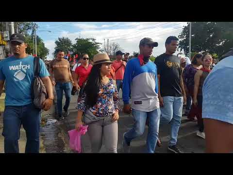 Simpatizantes del partido de Gobierno de Nicaragua realizan caminata