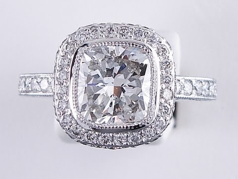 3.50 ctw Cushion Cut G SI2 Diamond Engagement Ring - BigDiamondsUSA