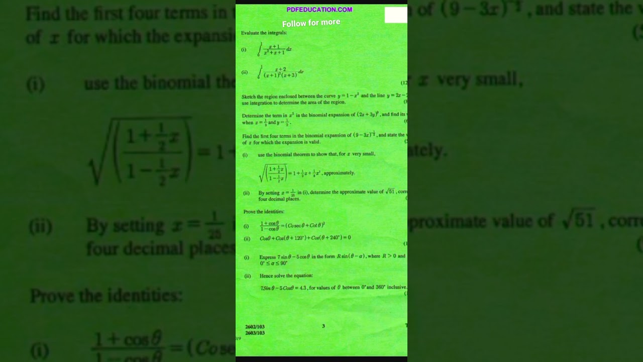 MATHEMATICS FINAL KNEC EXAMINATION PAPER DIPLOMA #education #fyp