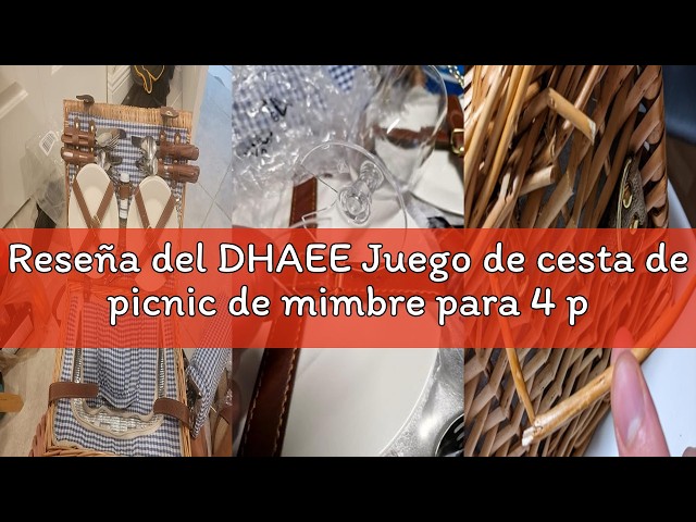 Vídeo relacionado con DHAEE Juego de cesta de picnic de mimbre para 4 personas con compartimento más fresco y manta de picnic impermeable, correa extraíble, senderismo, barbacoa y regalos para familias/parejas