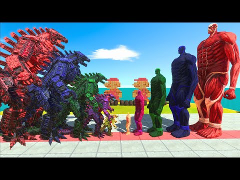 Colour MECHAGODZILLA 2021 VS Same Colour and COLOSSAL Titan - Animal Revolt Battle Simulator
