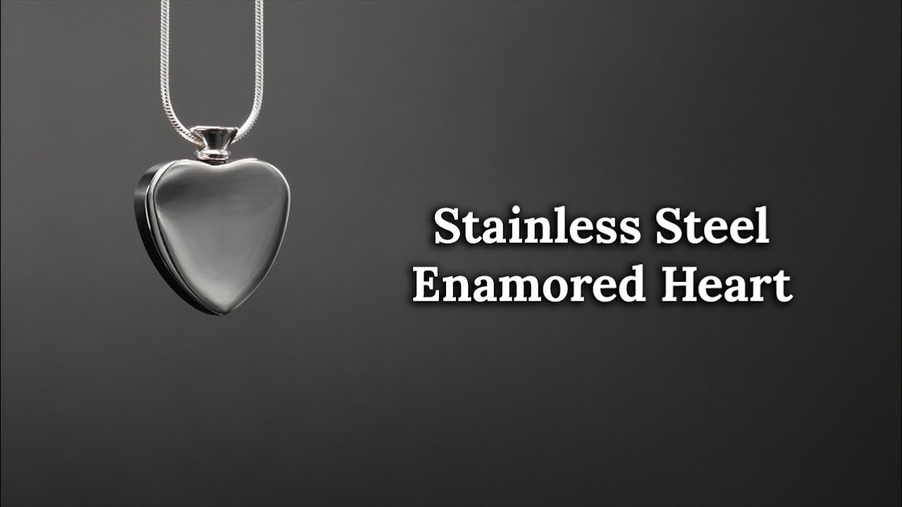 Cremation Keepsake Jewelry:  Stainless Steel Enamored Heart (2019)