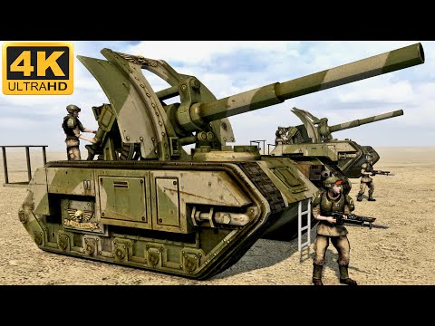 WARHAMMER 40K MASSIVE BATTLE - Imperial Guard vs Orks (4K)