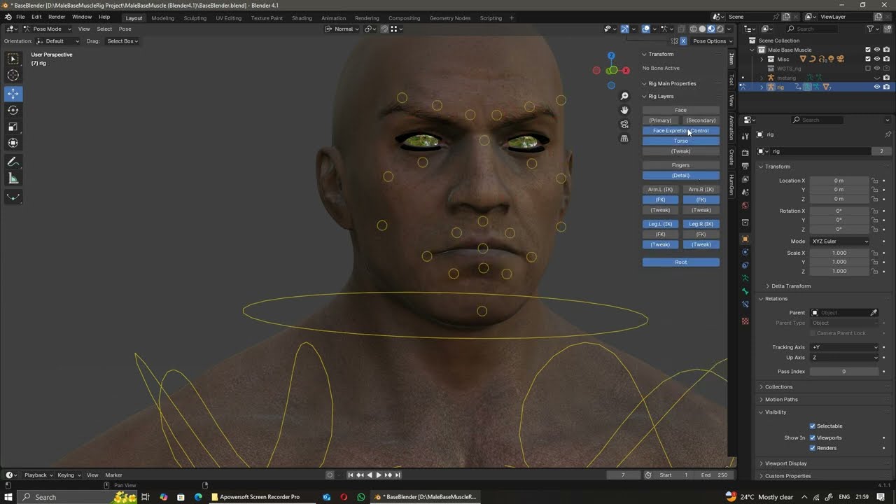Male Base Muscle Rig 3D Model