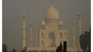 Mist covered Taj Mahal