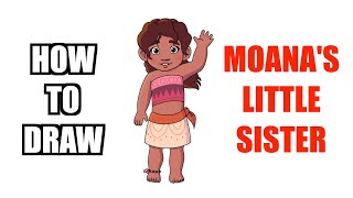 How to Draw Moana's Little Sister SIMEA from Moana 2 - Easy Drawing Tutorial