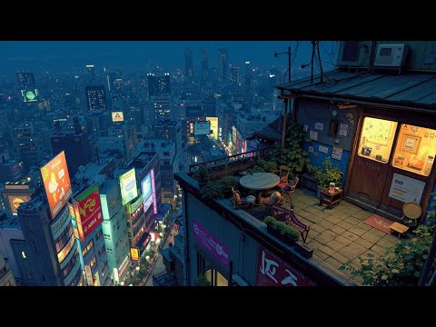 Late Night Lofi Hip Hop | Japan Cityscape & Rain Sounds for Calm Mind & Focus