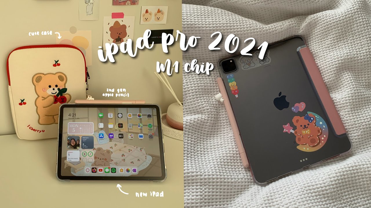 ipad pro 2021 11' unboxing // apple pencil + cute accessories 🌸