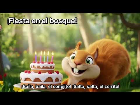 Título:🎵 ¡Fiesta en el bosque! Canción infantil sobre animales felices en primavera