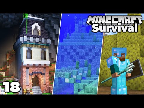 Let's Play Minecraft Survival : Village Library & Ocean Monument Adventure!