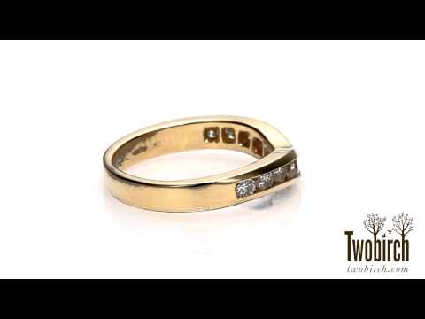Round Fifteen Stone Channel Set Contour Wedding Ring in Yellow Gold - TwoBirch TB-CR-0007-YG-H