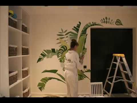 Time-lapse film of tropical leaf mural by Rachel Spelling for Studio Spelling