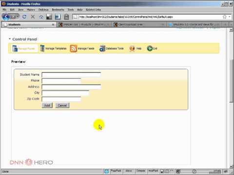 DotNetNuke Tutorial - XMod Pro - How to create database listings and forms part 3 of 3 - Video #236