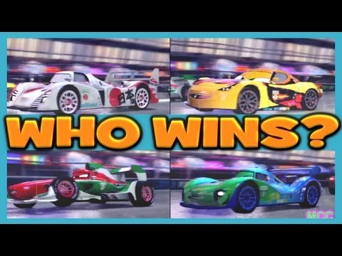 Cars 2 The Game MIGUEL CAMINO vs FRANCESCO BERNOULLI vs SHU TODOROKI vs CARLA 4 Player Race