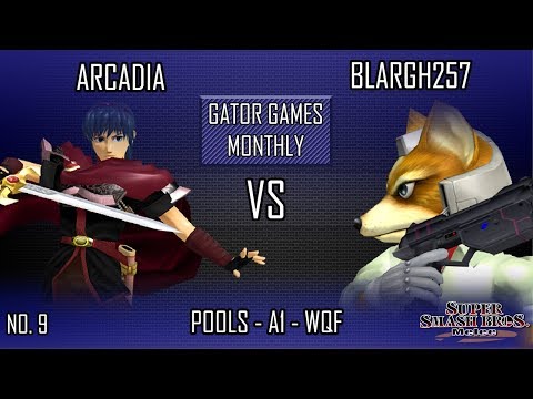 Gator Games #9 - Arcadia (Marth) VS blargh257 (Fox) - SSBM - Pools A1 (WQF)