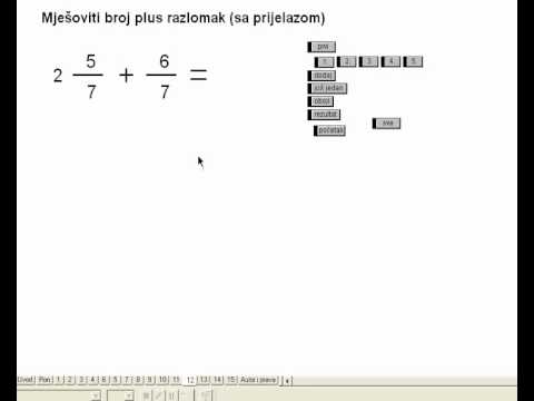 Zbrajanje i oduzimanje razlomaka NAPAMET - 6. dio - mješoviti broj i pravi razlomak - složenije