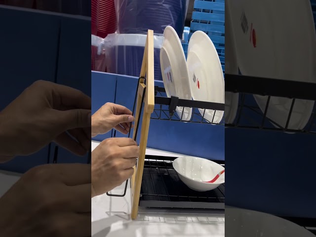 سلة صحون حديد بخشب اسود 2 دور