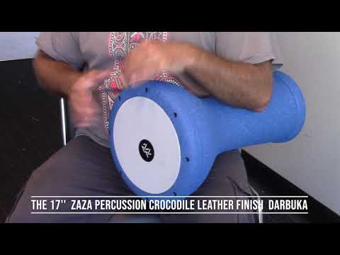 Zaza Percussion 17'' Blue Crocodile Leather Finish Color Texture Darbuka - Played  by  Frank Lazzaro