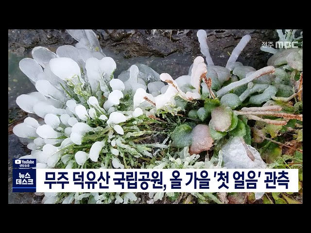 무주 덕유산에 올 가을 '첫 얼음' 관측