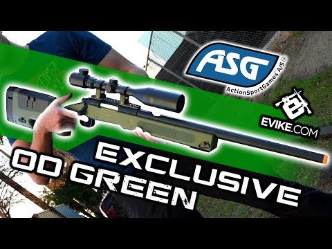 EVIKE.COM EXCLUSIVE - ASG McMillan USMC M40A3 SportLine Sniper Rifle OD Green