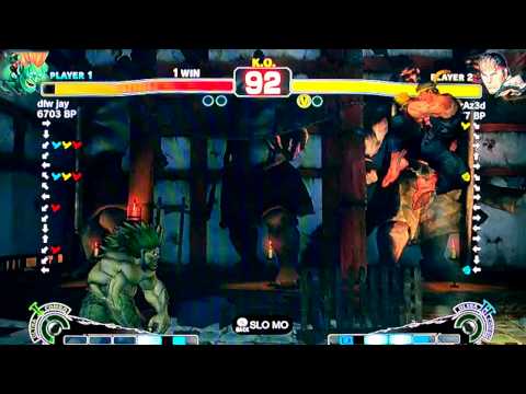 dfw jay (Blanka) VS mAsT3r CrAz3d (Ryu) XBL SSF4 FT5 Casuals 7