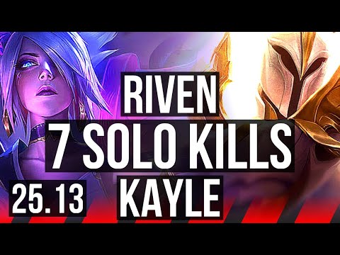 RIVEN vs KAYLE (TOP) | 7 solo kills, 2100+ games, 10/3/7 | NA Challenger | 25.13