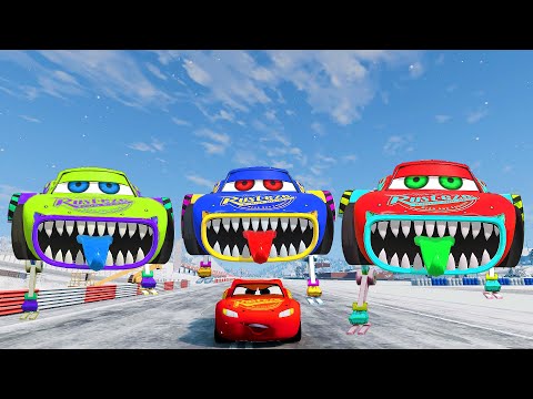 Live Epic Escape From Lightning McQueen Eater New Monster  McQueen VS Lightning McQueen BeamNG.Drive