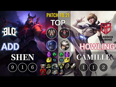 BLG ADD Shen vs SB Howling Camille Top - KR Patch 10.21