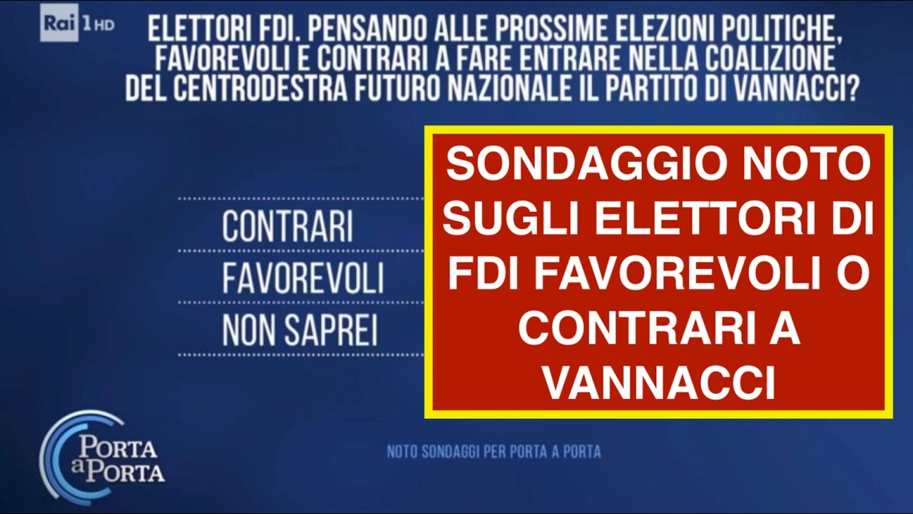 SONDAGGIO NOTO SUGLI ELETTORI DI FDI FAVOREVOLI O CONTRARI A VANNACCI