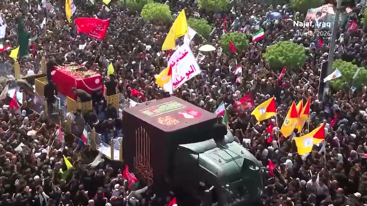 Video | Mourners march as Khamenei's coffin crosses into Iraq