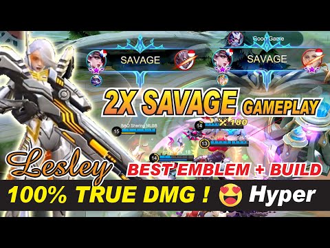 LESLEY SAVAGE X2 in GAMEPLAY 2021 | Best Emblem Set build | Montage Stellaris Ghost Skin MLBB