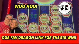 PLAYING OUR FAVORITE SLOT DRAGON LINK SIDE BY SIDE! BIG WIN BONUSES! #theslotcats #slots #winning