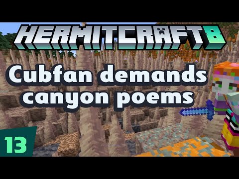 HermitCraft 8 ep 13 — Cubfan demands canyon poems! Castle relocation!