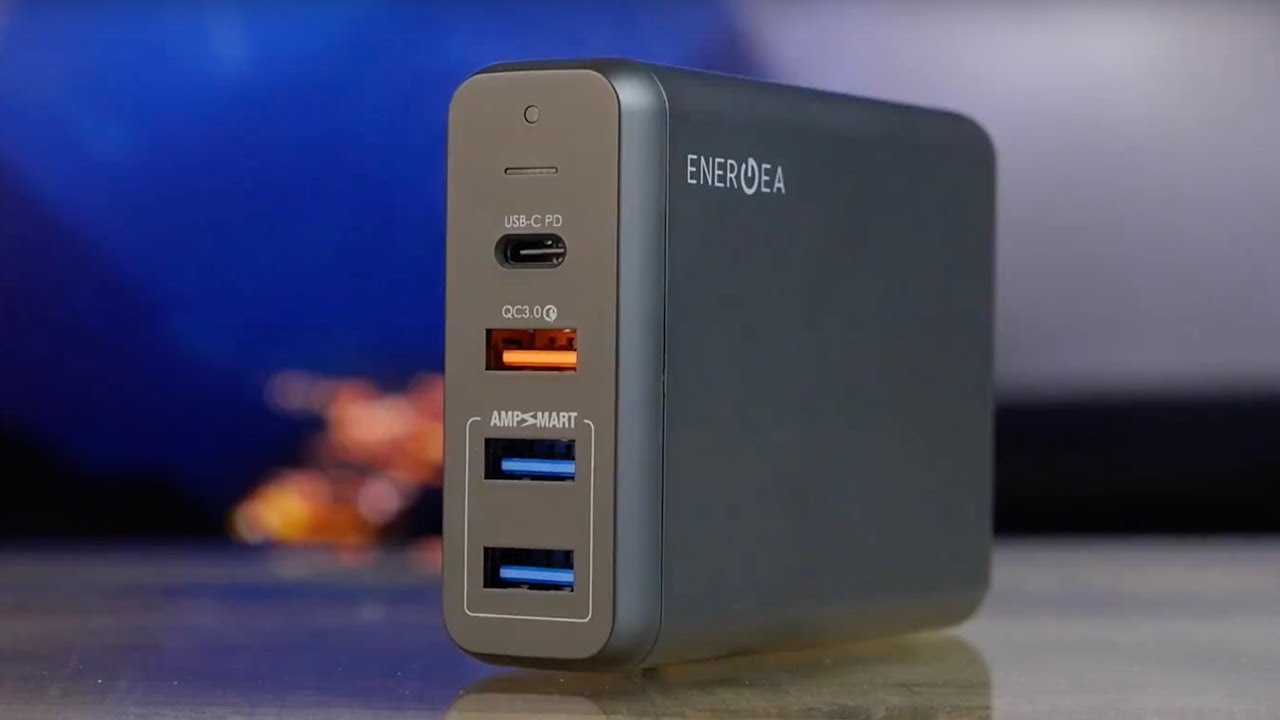 Универсальное сетевое ЗУ Energea USB 4х (PD+QC3.0) 75W (Dark grey) video preview