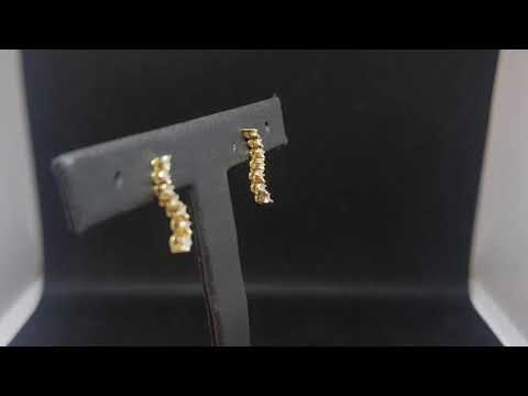 10K Solid Yellow Gold Journey Dangle Earrings W/ 14 Natural Diamonds SEE VIDEO