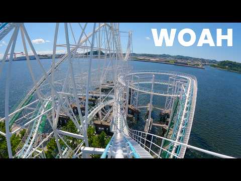 Surf Coaster Leviathan Front Row POV | HUGE Japan Coaster on the Water! Sea Paradise