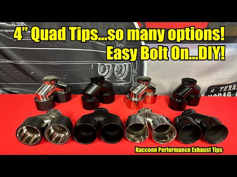 BOLT ON exhaust tips for Dodge Challenger RT, Scat Pack, Hellcat! Raccoon Performance!