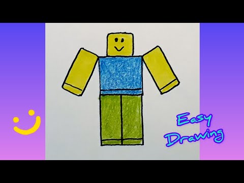 HOW  to draw ROBLOX NOOB step by step,,, easy