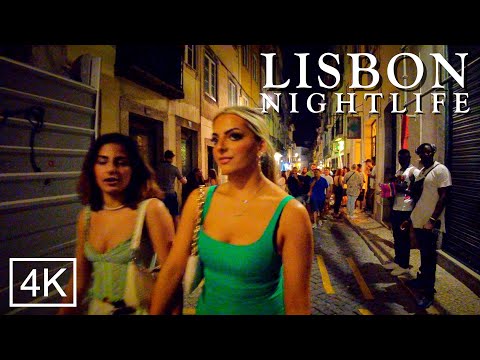 Vida noturna em Lisboa Portugal: BAIRRO ALTO Lisboa JULHO 2022 - 4K ASMR