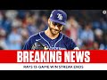 Tampa Bay Rays 13-GAME WIN STREAK ENDS in 6-3 Loss to Blue Jays | CBS Sports