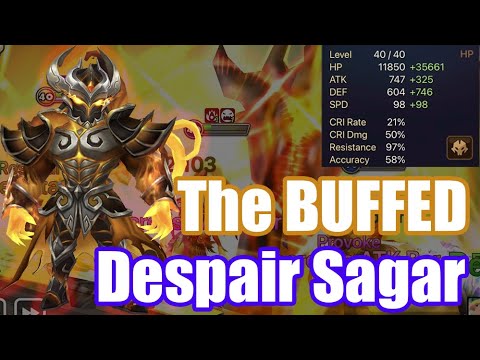 【Summoners War | Curry's RTA】The BUFFED Despair Sagar, Provoke all enemies = game end!