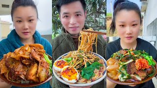 Rural Eats: The Chicken and the bizarre Ear Root Noodle Mix! Chinese Rural Food Area Asmr