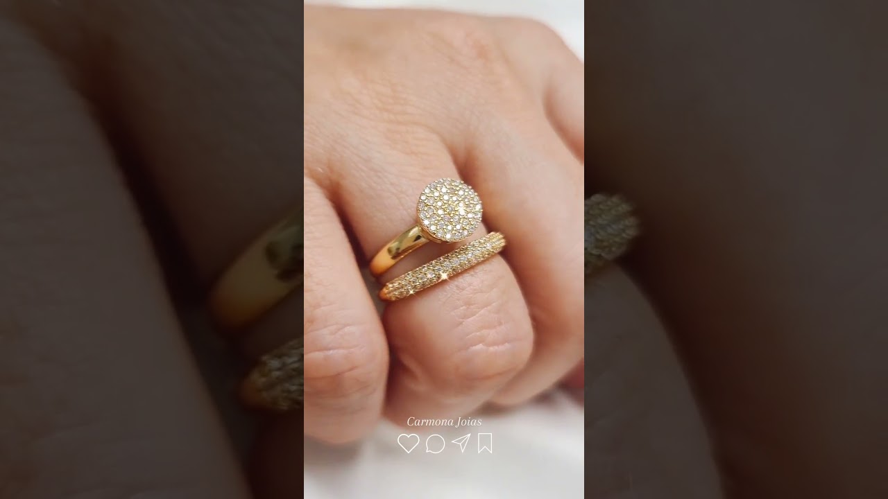 Watch Now Anel Chuveiro Redondo Zircônias Ouro Amarelo Médio Anel Chuveiro Redondo Zircônias Ouro Amarelo Médio