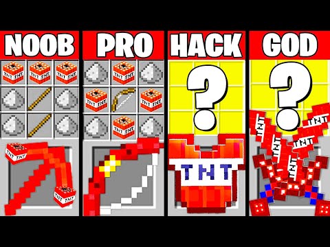 Minecraft Battle: TNT ITEMS MOD CRAFTING CHALLENGE - NOOB vs PRO vs HACKER vs GOD ~ Funny Animation