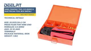 Wire Crimping Tool (0.5-6mm2) & Electrician Tool Box (Metal)